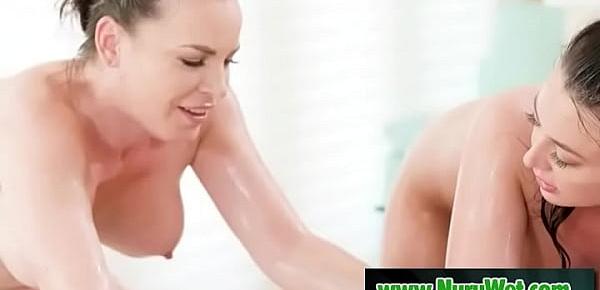  Two masseuse sharing a client during nuru massage - Charles Dera & Dana De Armond